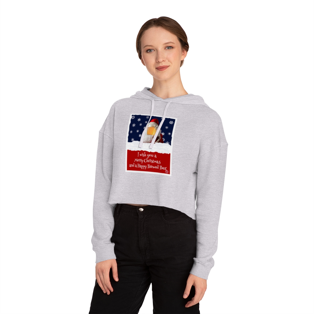 Happy Brewed Beer Crop Hoodie - Image 3