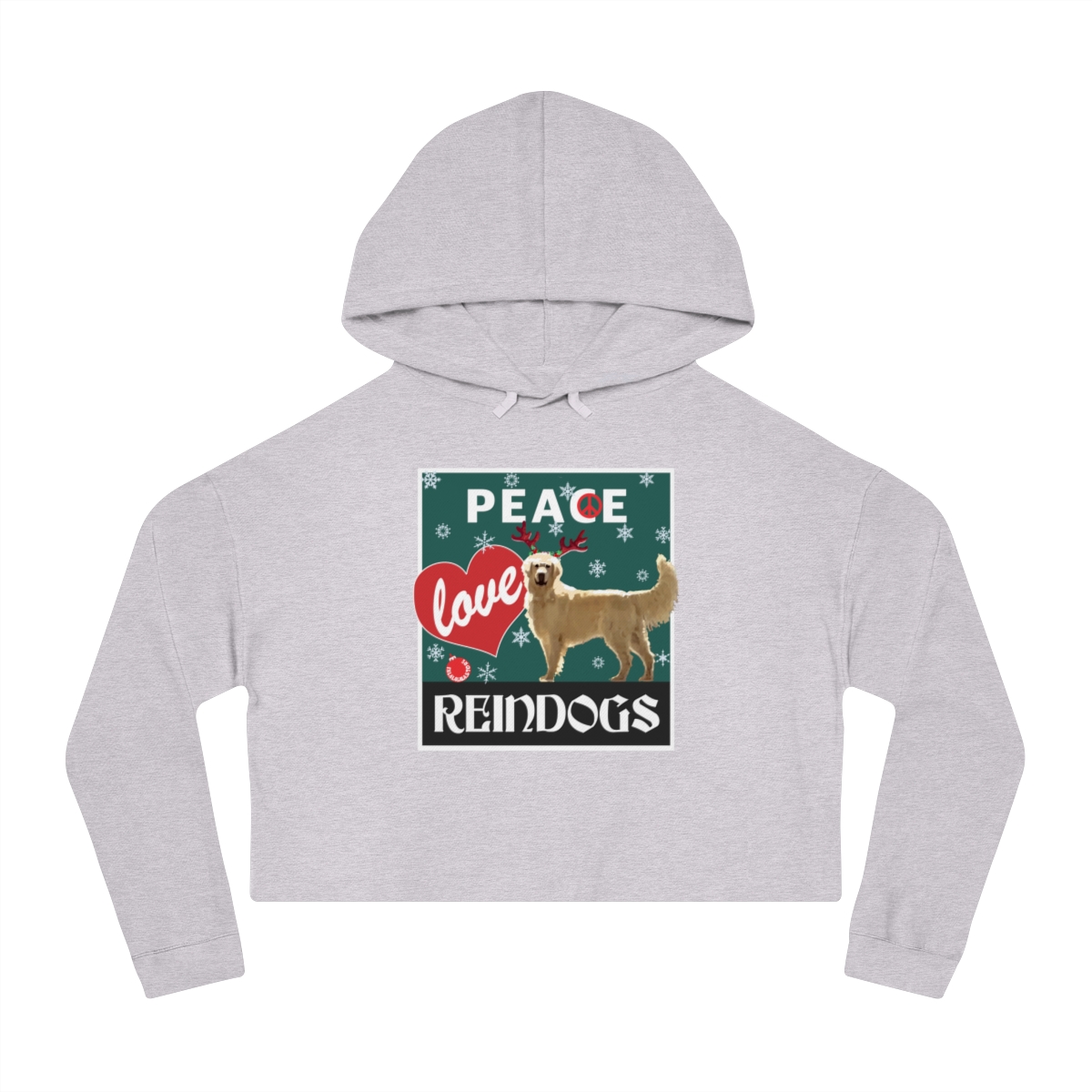 Peace Love Reindogs Golden Retriever Crop Hoodie