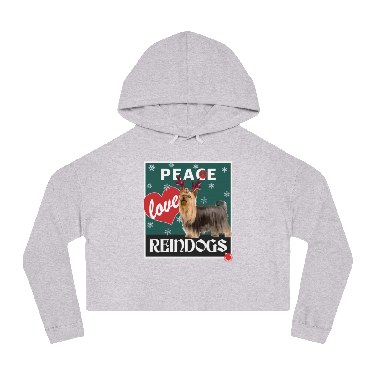 Peace Love and Reindogs Yorkie Crop Hoodie