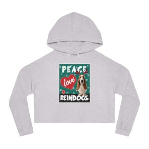 Peace Love and Reindogs Basset Hound Crop Hoodie