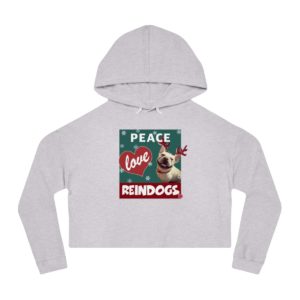 Peace Love Reindogs French Bulldog Christmas Crop Hoodie