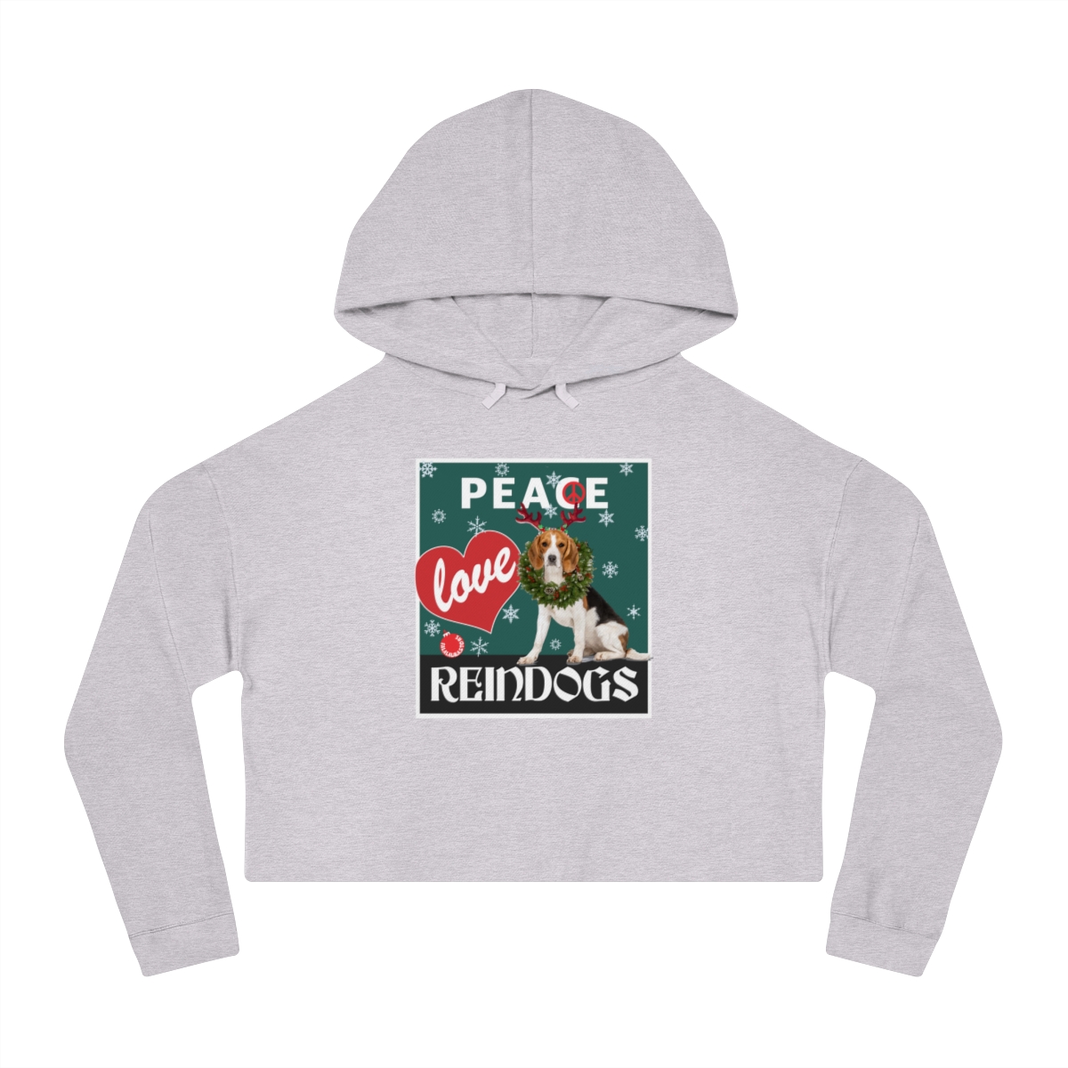 Peace Love and Reindogs Beagle Crop Hoodie