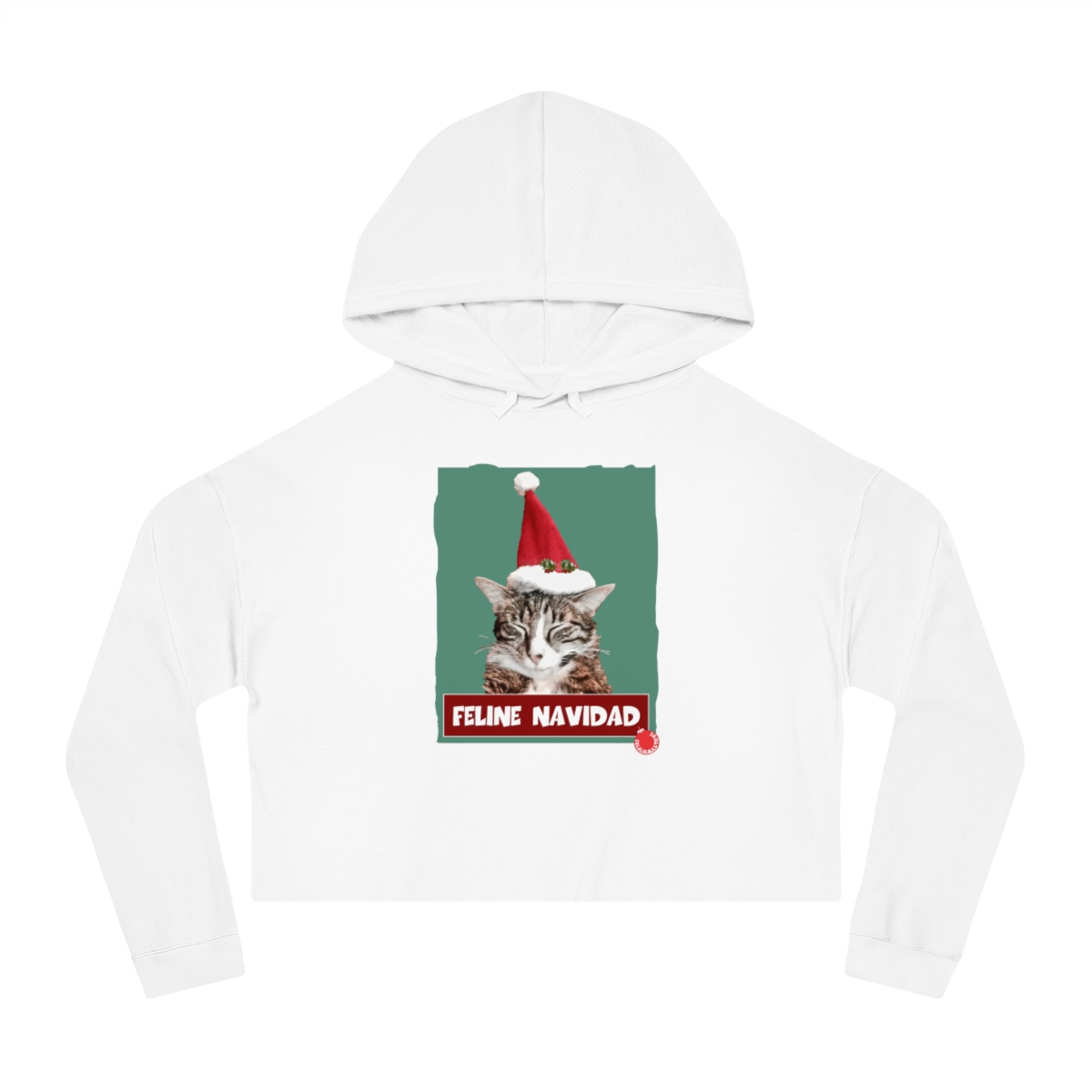 Feline Navidad Crop Hoodie - Image 4