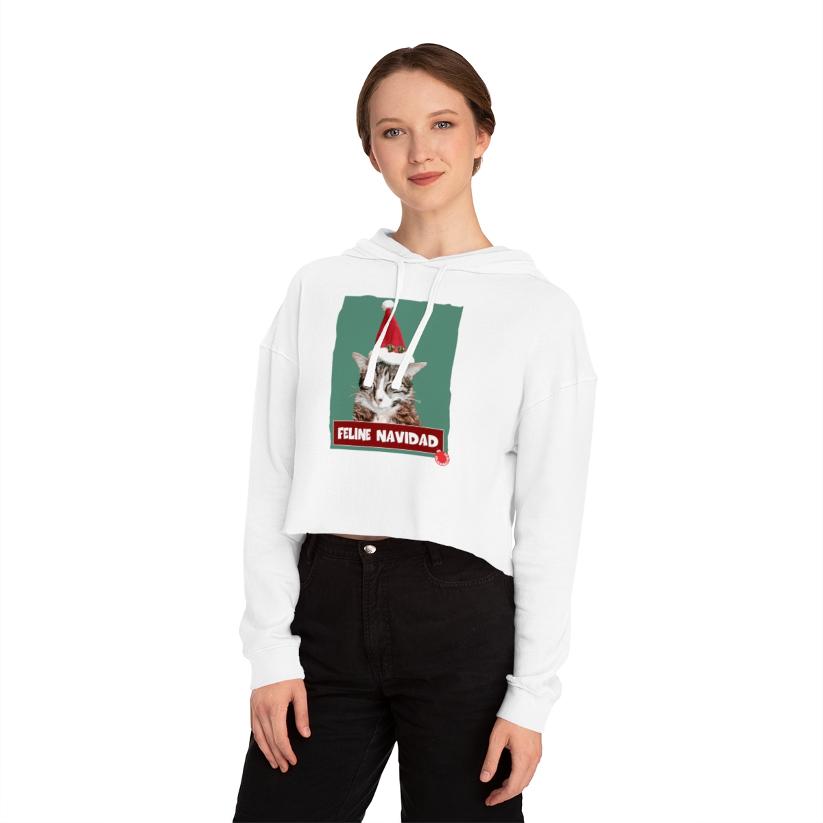 Feline Navidad Crop Hoodie - Image 6
