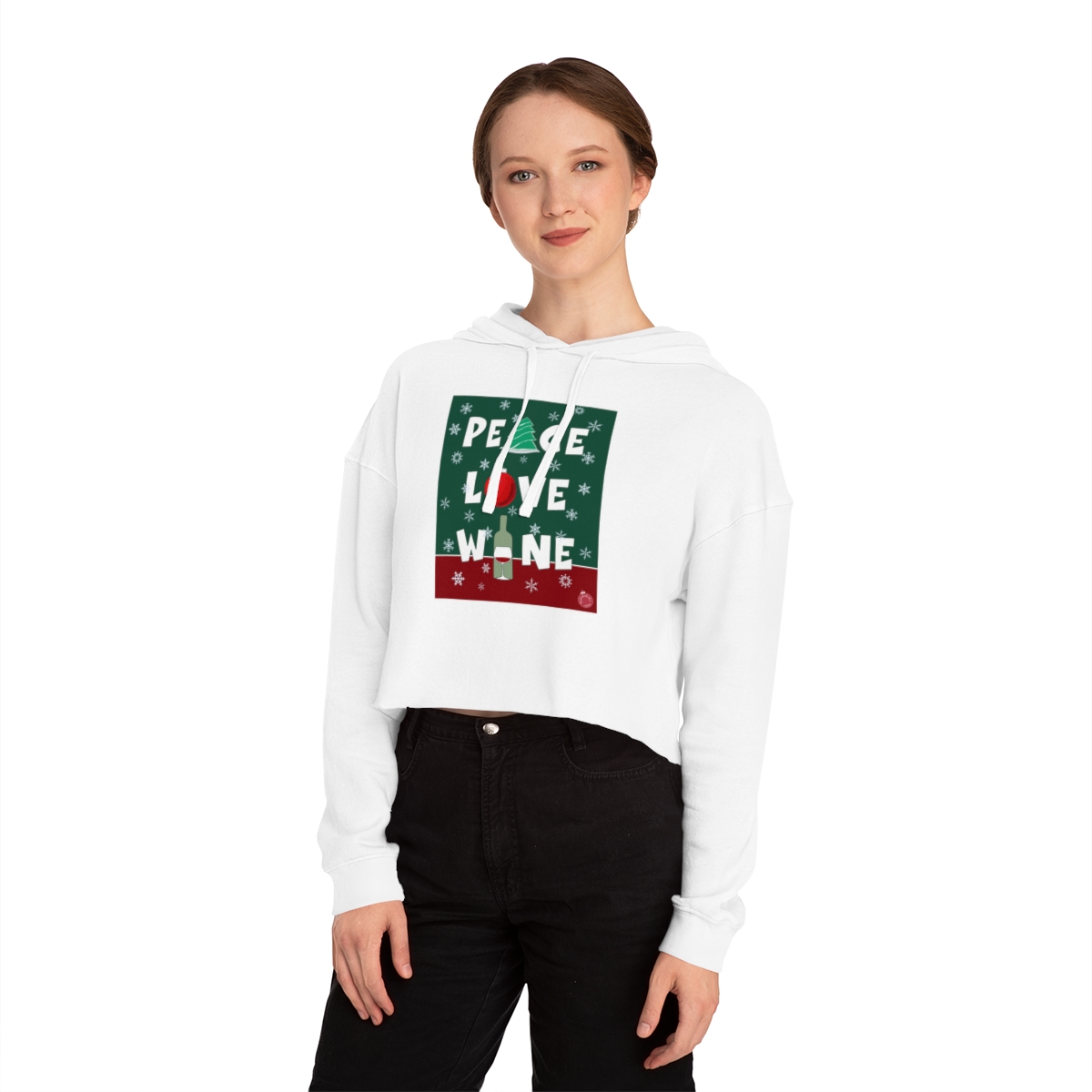Peace Love Wine Crop Hoodie - Image 6