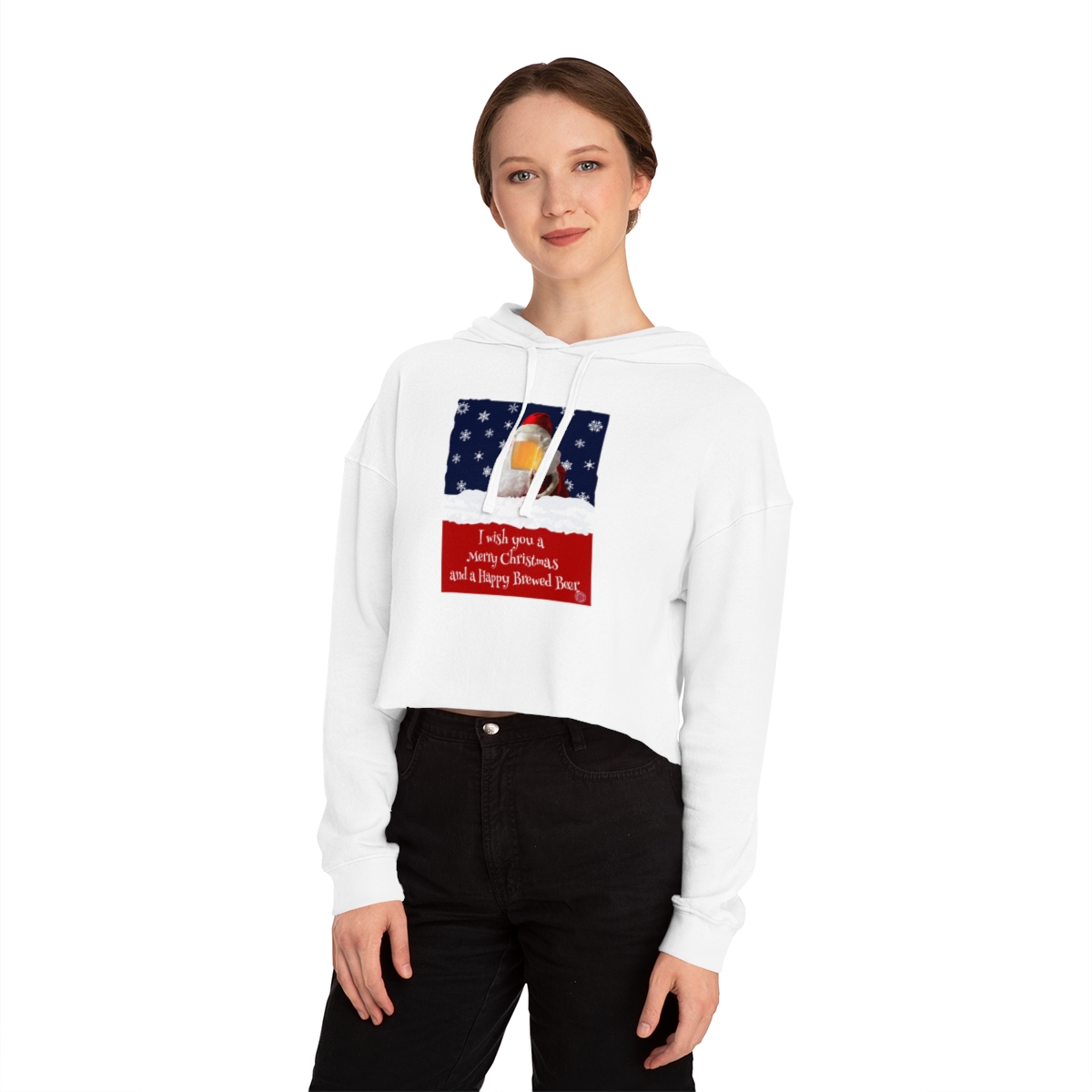 Happy Brewed Beer Crop Hoodie - Image 6