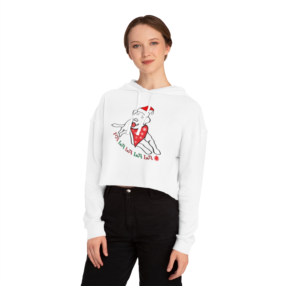 FaLaLaLaLa Labrador Retriever Christmas Crop Hoodie - Image 3