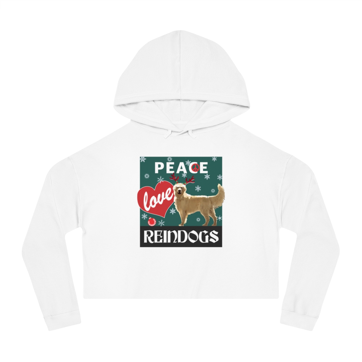 Peace Love Reindogs Golden Retriever Crop Hoodie - Image 4