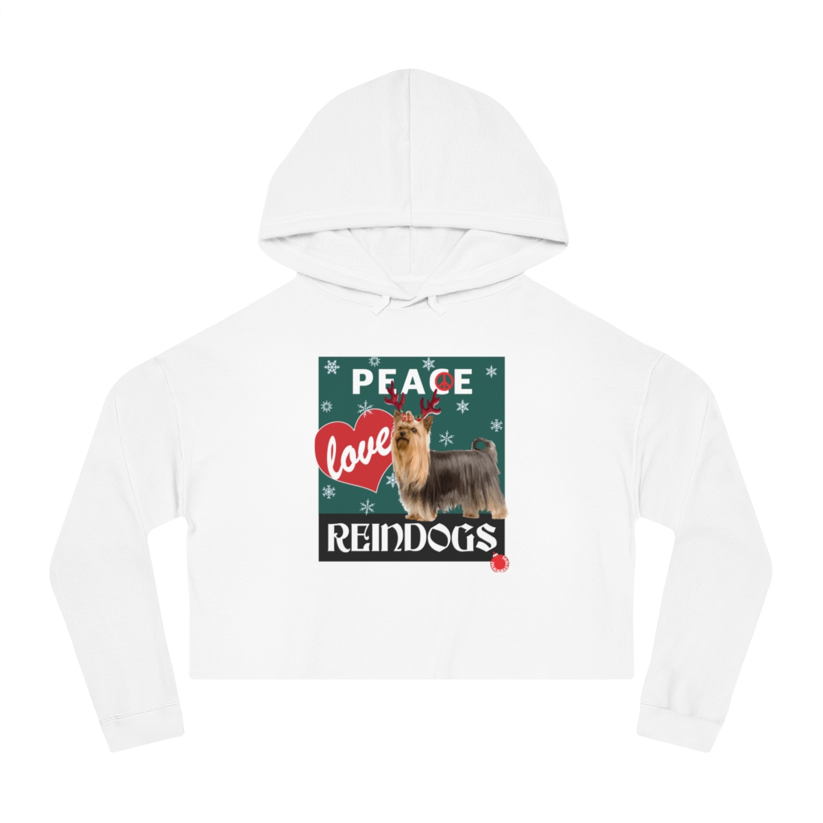 Peace Love and Reindogs Yorkie Crop Hoodie - Image 4