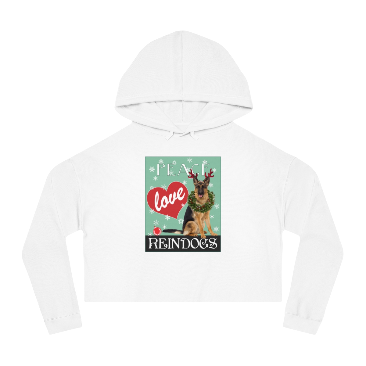 Peace Love and Reindogs German Shepherd Crop Hoodie - Image 4