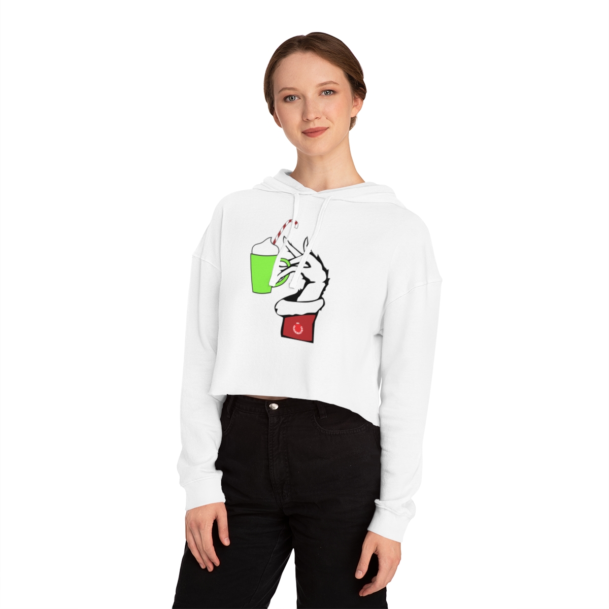 Grinch Cup Unisex Crop Hoodie - Image 3