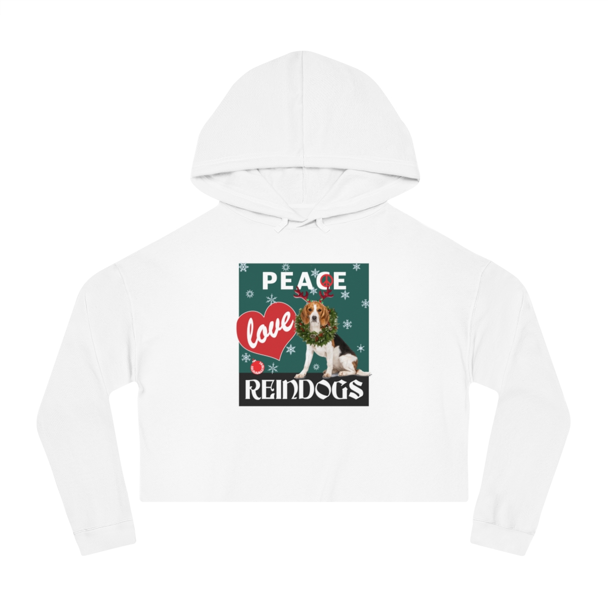 Peace Love and Reindogs Beagle Crop Hoodie - Image 5