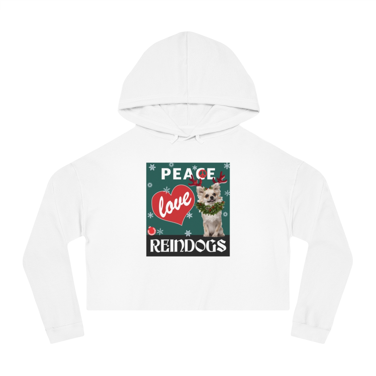 Peace Love and Reindogs Chihuahua Crop Hoodie - Image 4