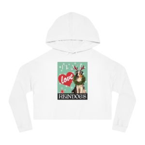 Peace Love and Reindogs Australian Shepherd Crop Hoodie