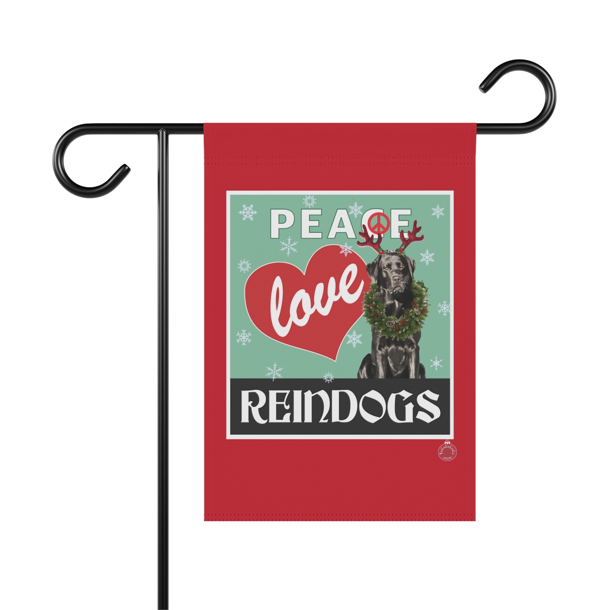 Peace Love Reindogs Black Labrador Retriever Garden & House Banner