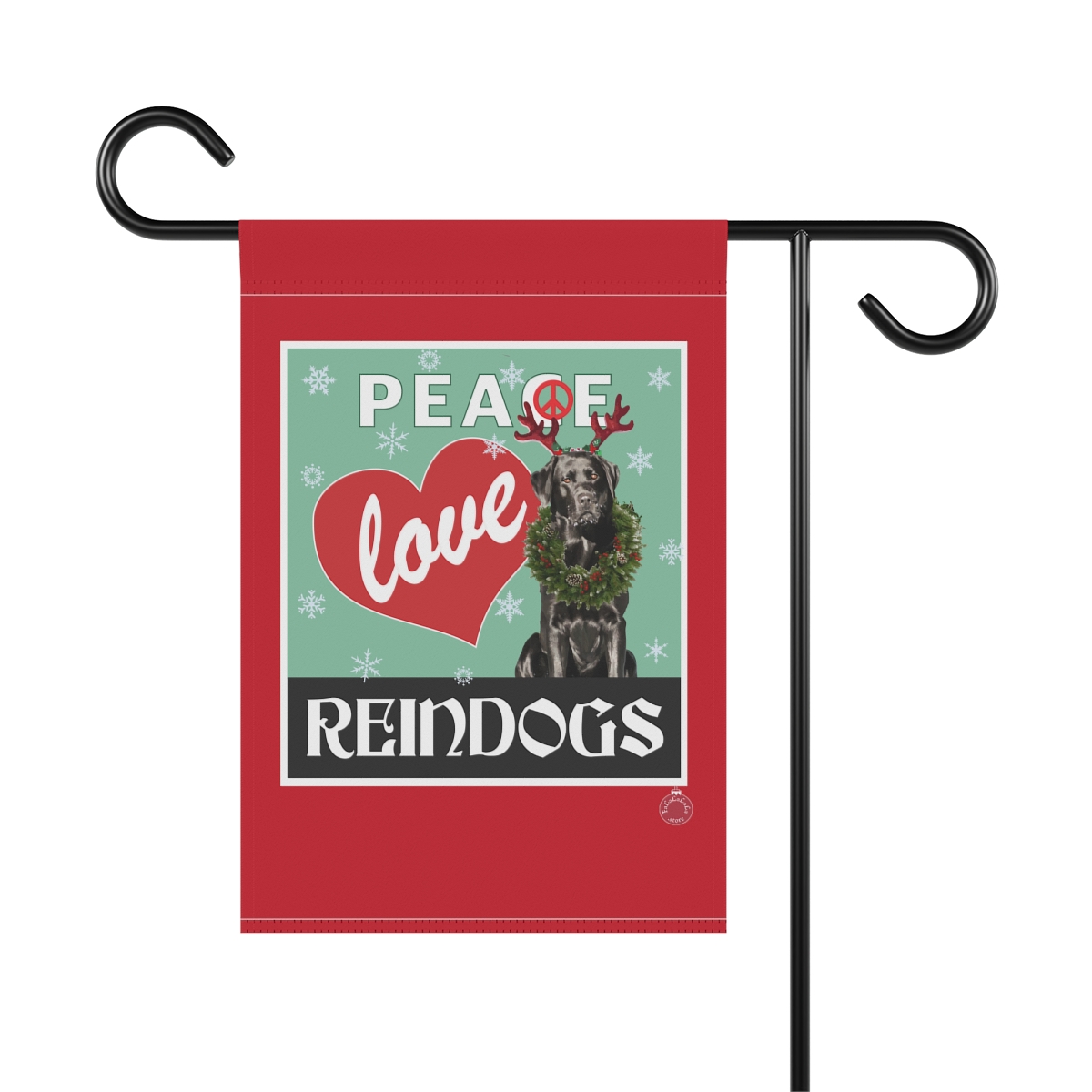 Peace Love Reindogs Black Labrador Retriever Garden & House Banner - Image 2