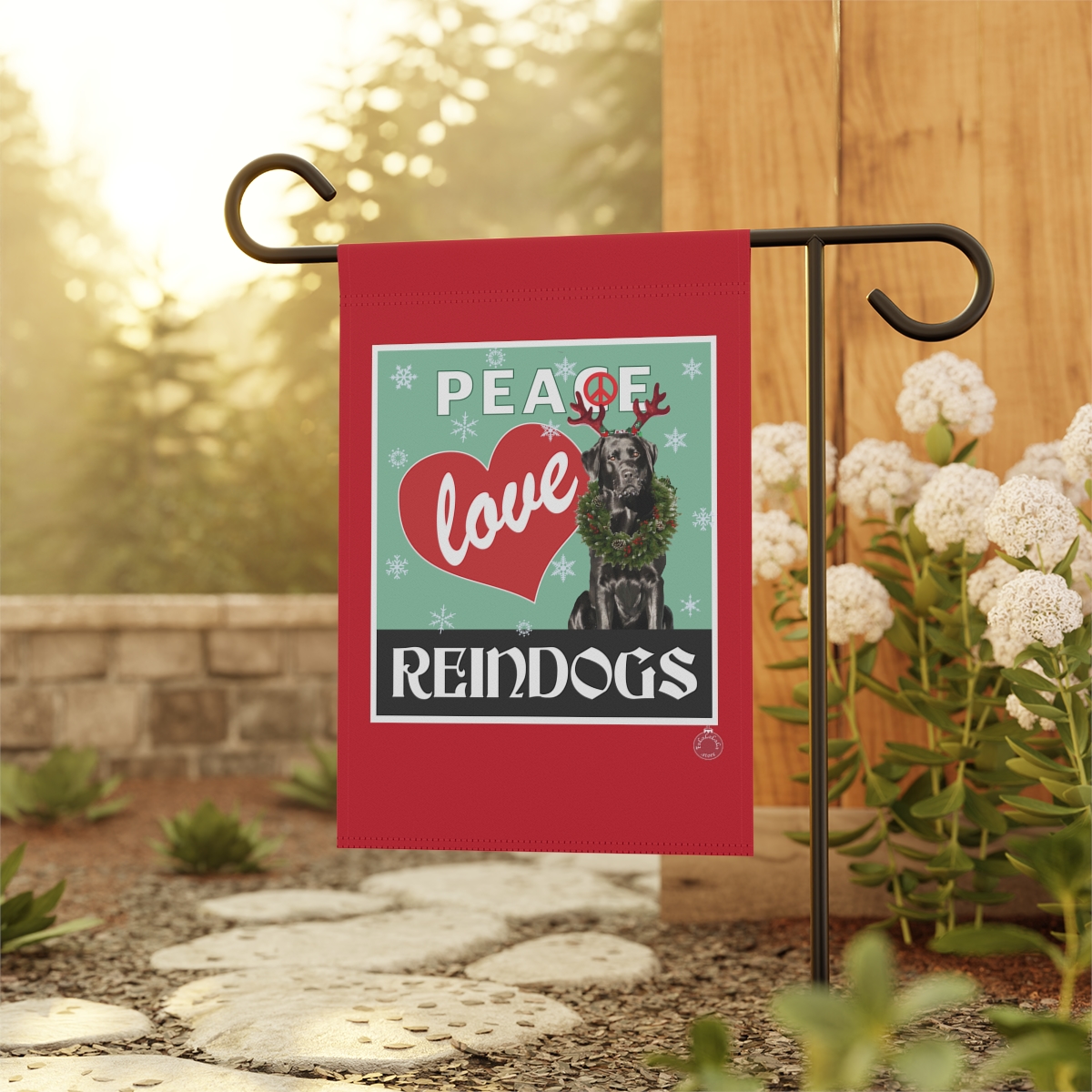 Peace Love Reindogs Black Labrador Retriever Garden & House Banner - Image 4