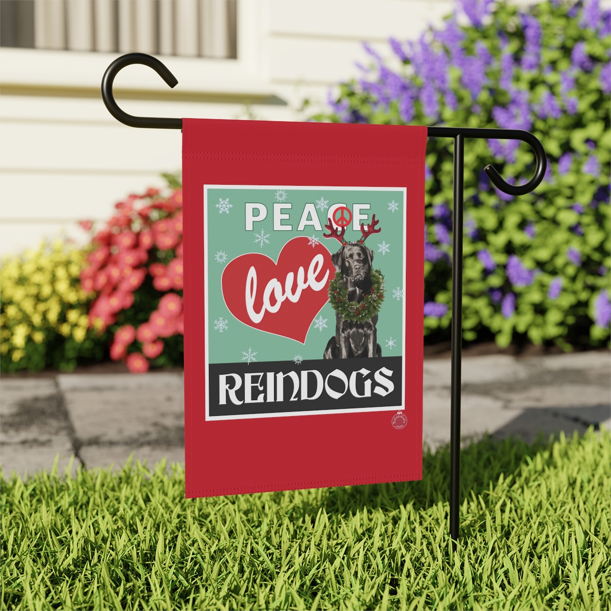 Peace Love Reindogs Black Labrador Retriever Garden & House Banner - Image 5