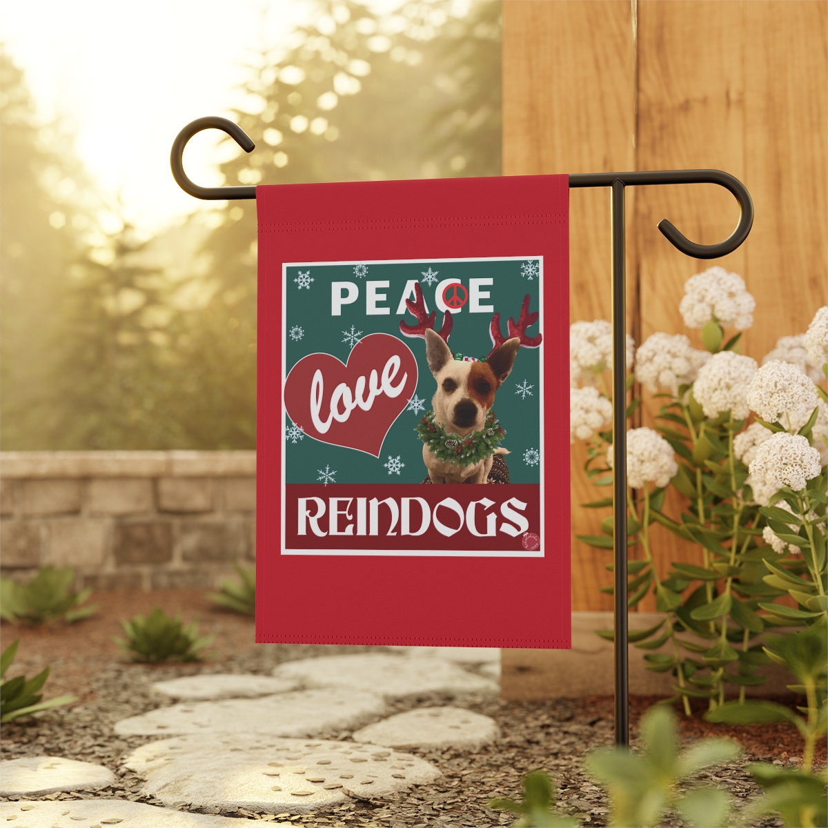 Peace Love Reindogs Jack Russell Garden & House Banner - Image 4