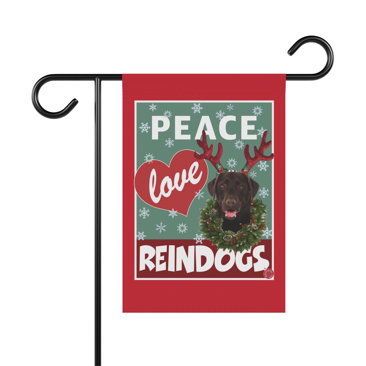 Peace Love Reindogs Chocolate Labrador Retriever Garden & House Banner