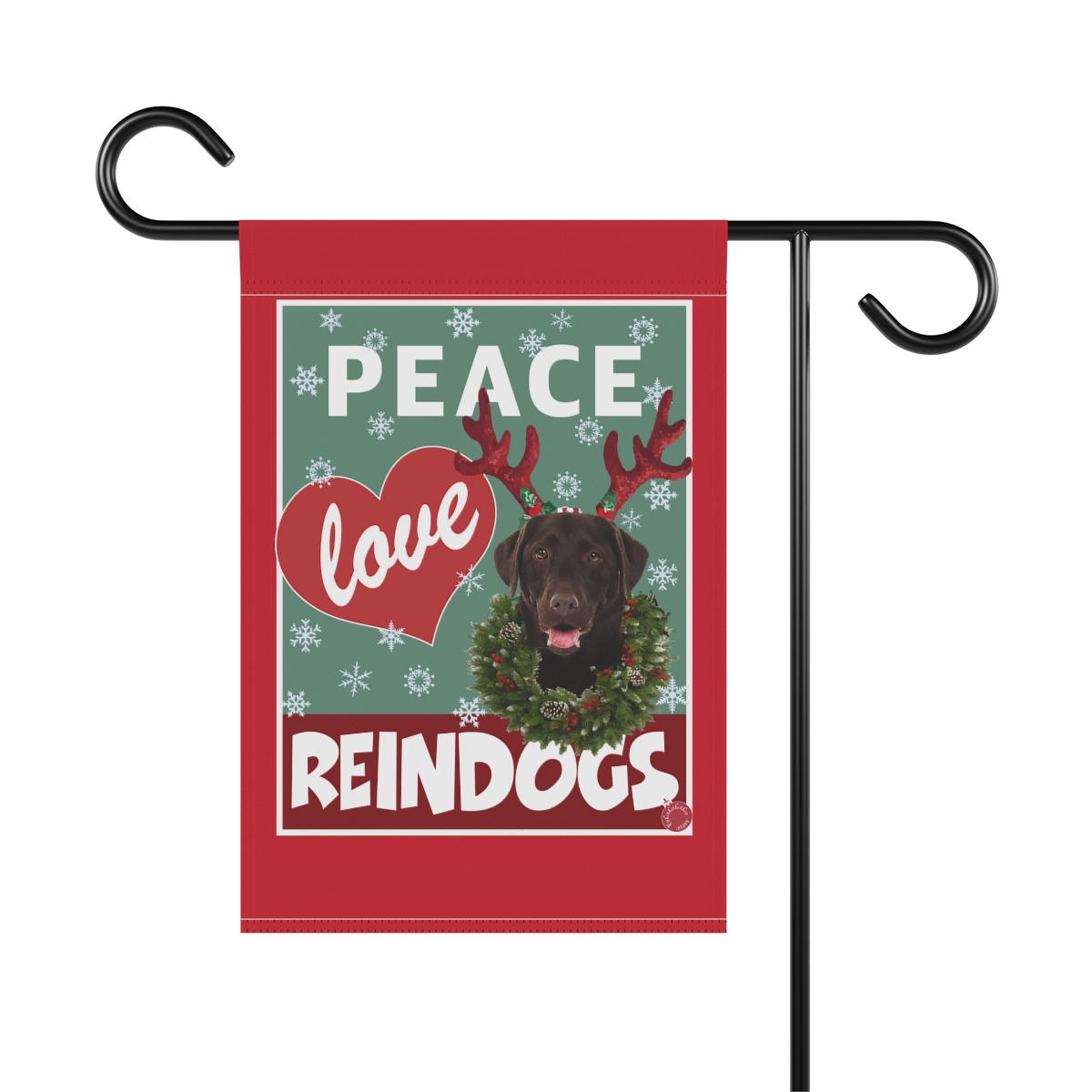Peace Love Reindogs Chocolate Labrador Retriever Garden & House Banner - Image 2