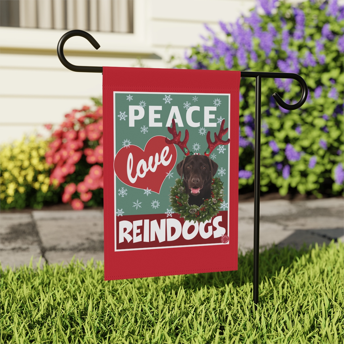 Peace Love Reindogs Chocolate Labrador Retriever Garden & House Banner - Image 5