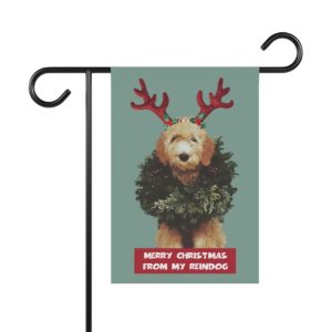 Merry Christmas From My Reindog Goldendoodle Garden & House Banner
