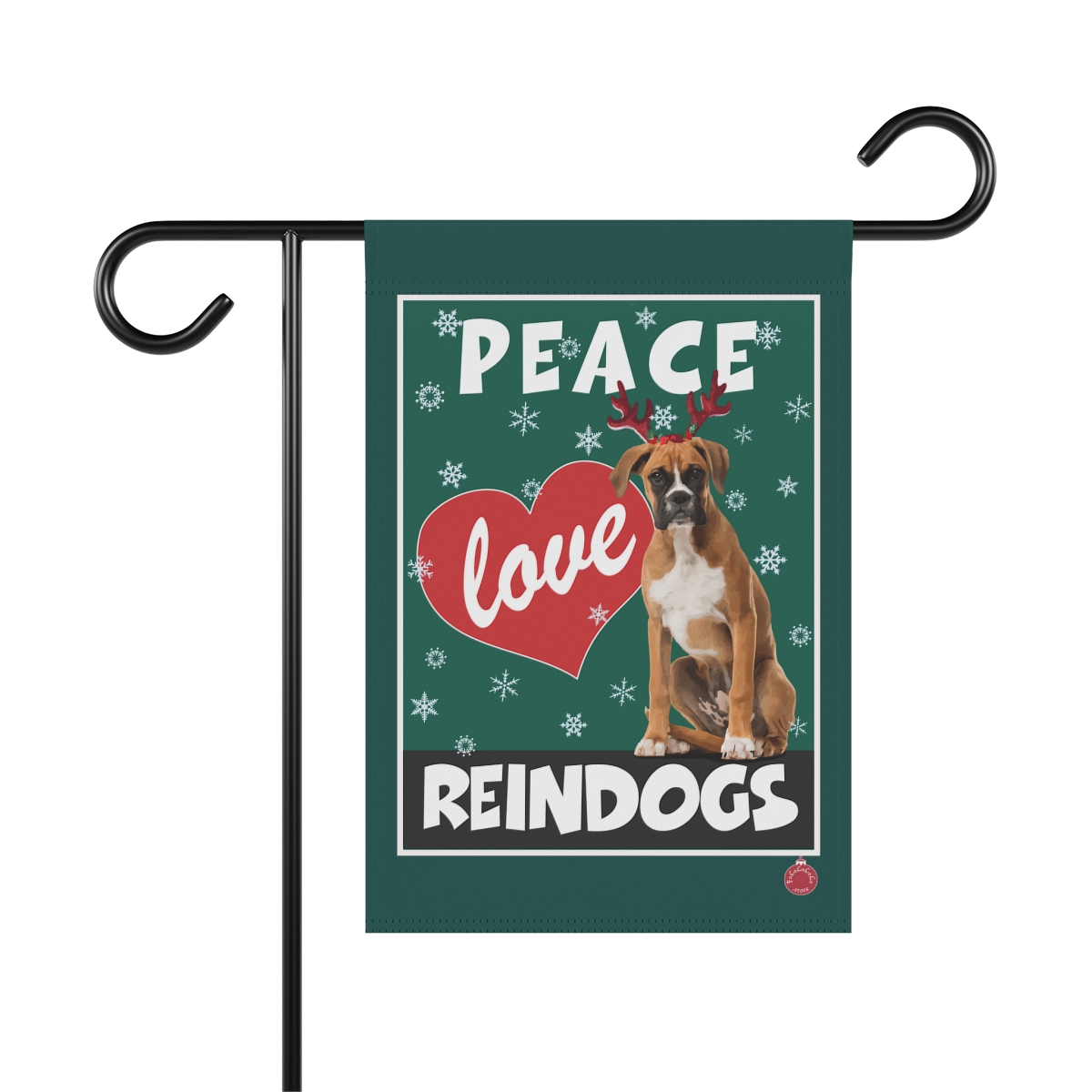 Peace Love Reindogs Boxer Garden & House Banner