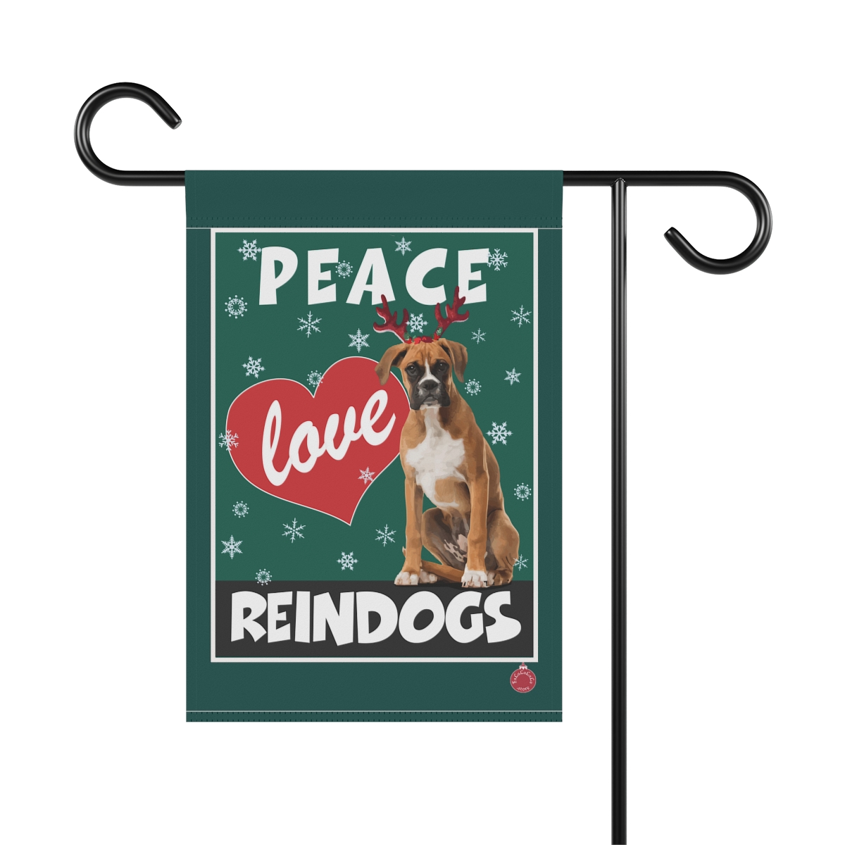 Peace Love Reindogs Boxer Garden & House Banner - Image 2
