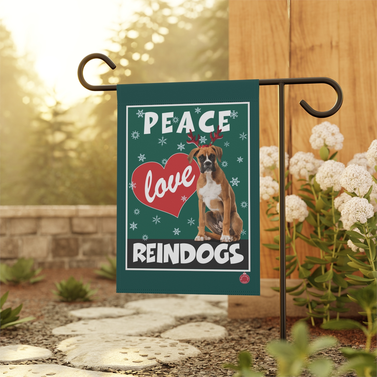Peace Love Reindogs Boxer Garden & House Banner - Image 4