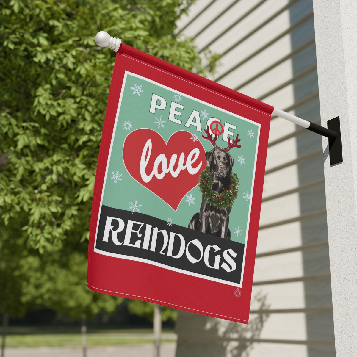 Peace Love Reindogs Black Labrador Retriever Garden & House Banner - Image 10
