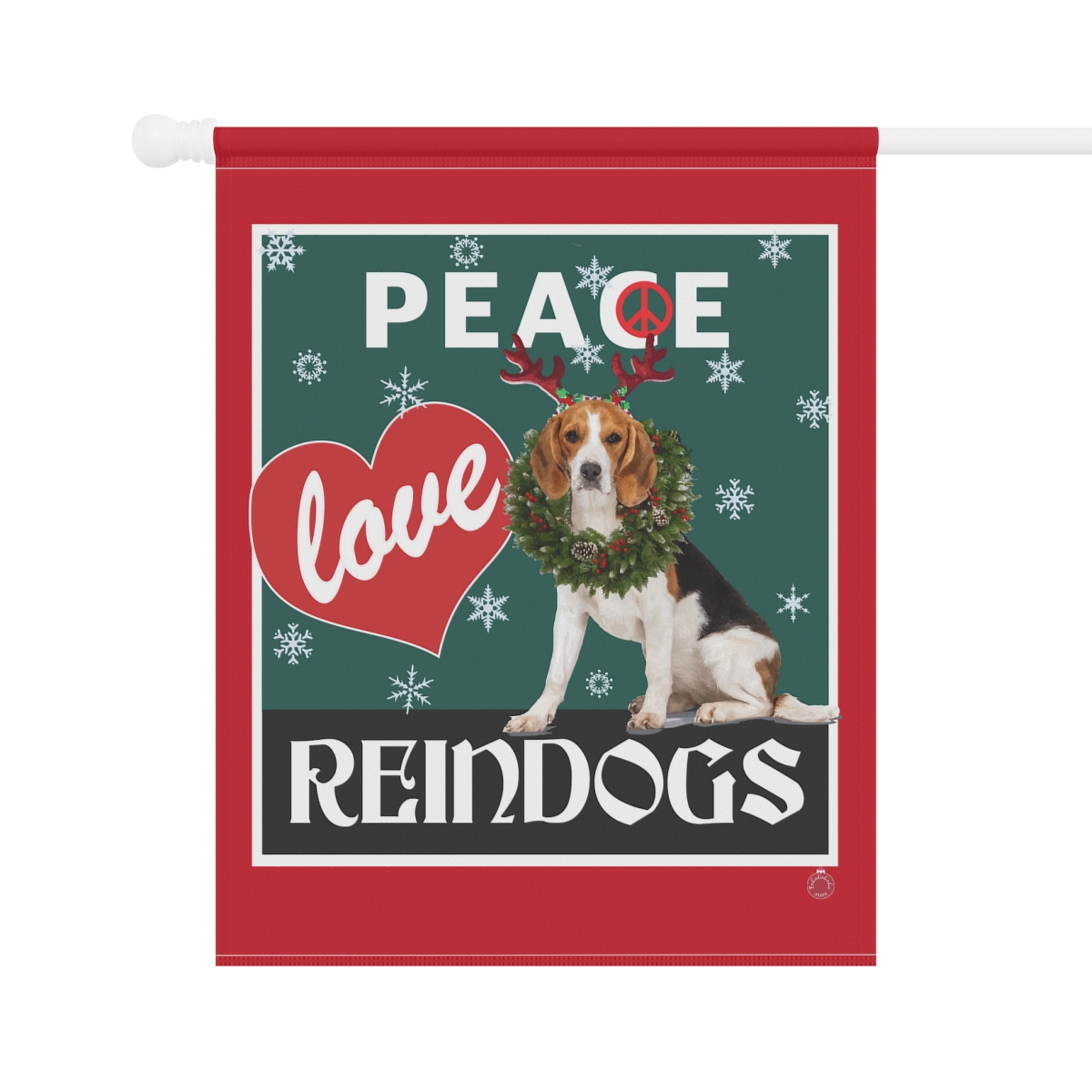 Peace Love Reindogs Beagle Garden & House Banner - Image 2