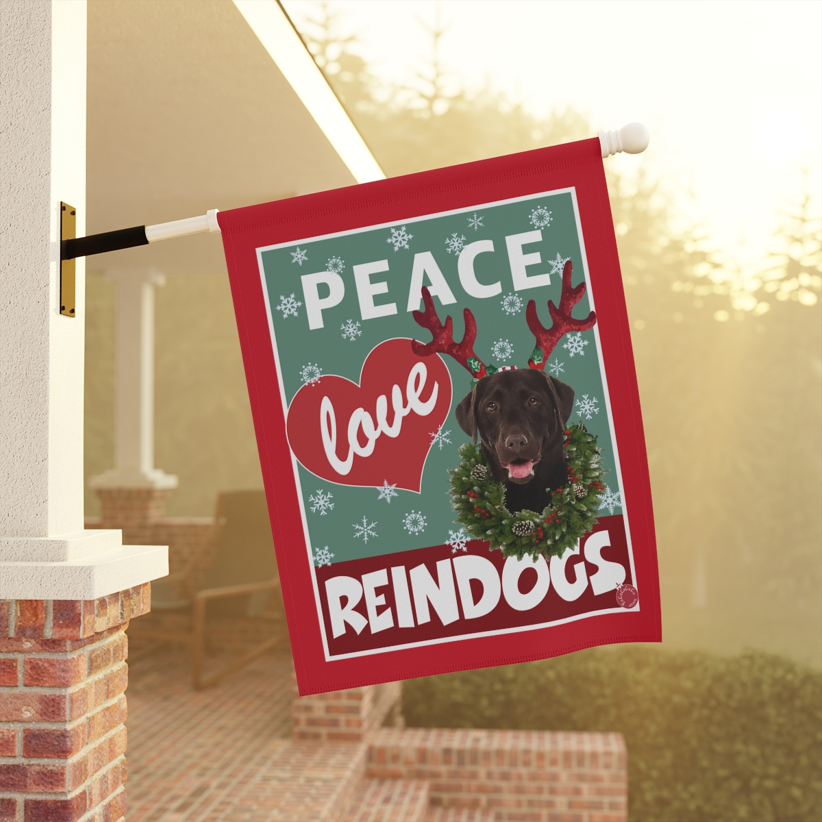 Peace Love Reindogs Chocolate Labrador Retriever Garden & House Banner - Image 9