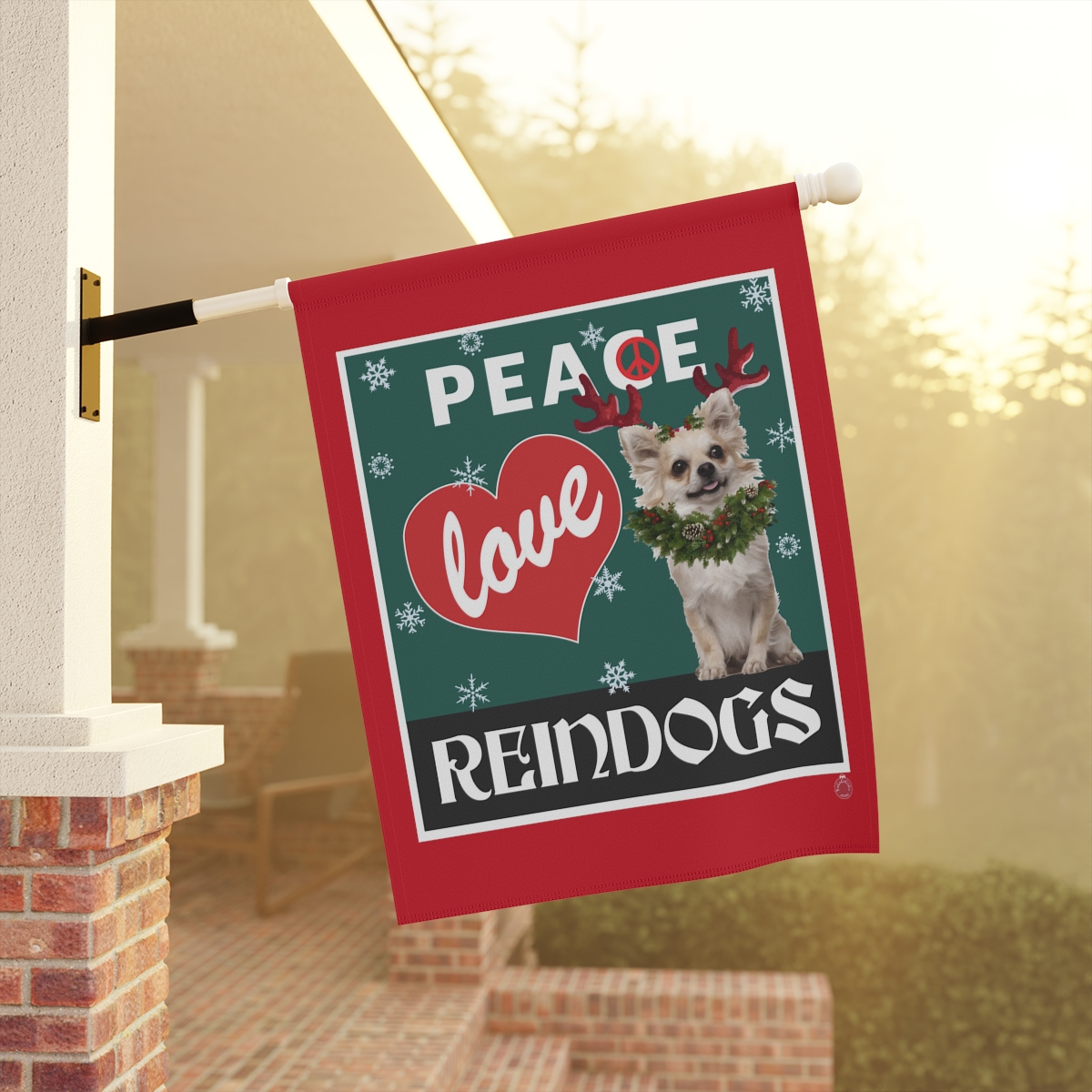 Peace Love Reindogs Chihuahua Garden & House Banner - Image 4