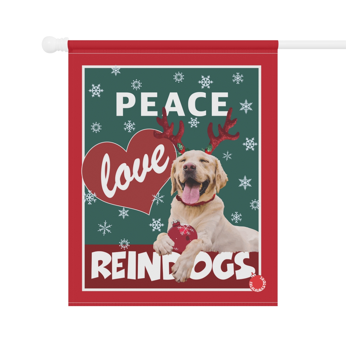 Peace Love Reindogs Yellow Labrador Retriever Garden & House Banner - Image 2