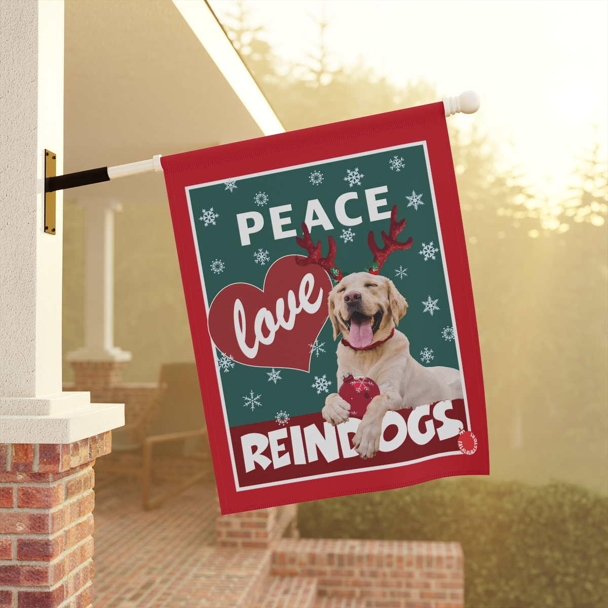 Peace Love Reindogs Yellow Labrador Retriever Garden & House Banner - Image 4