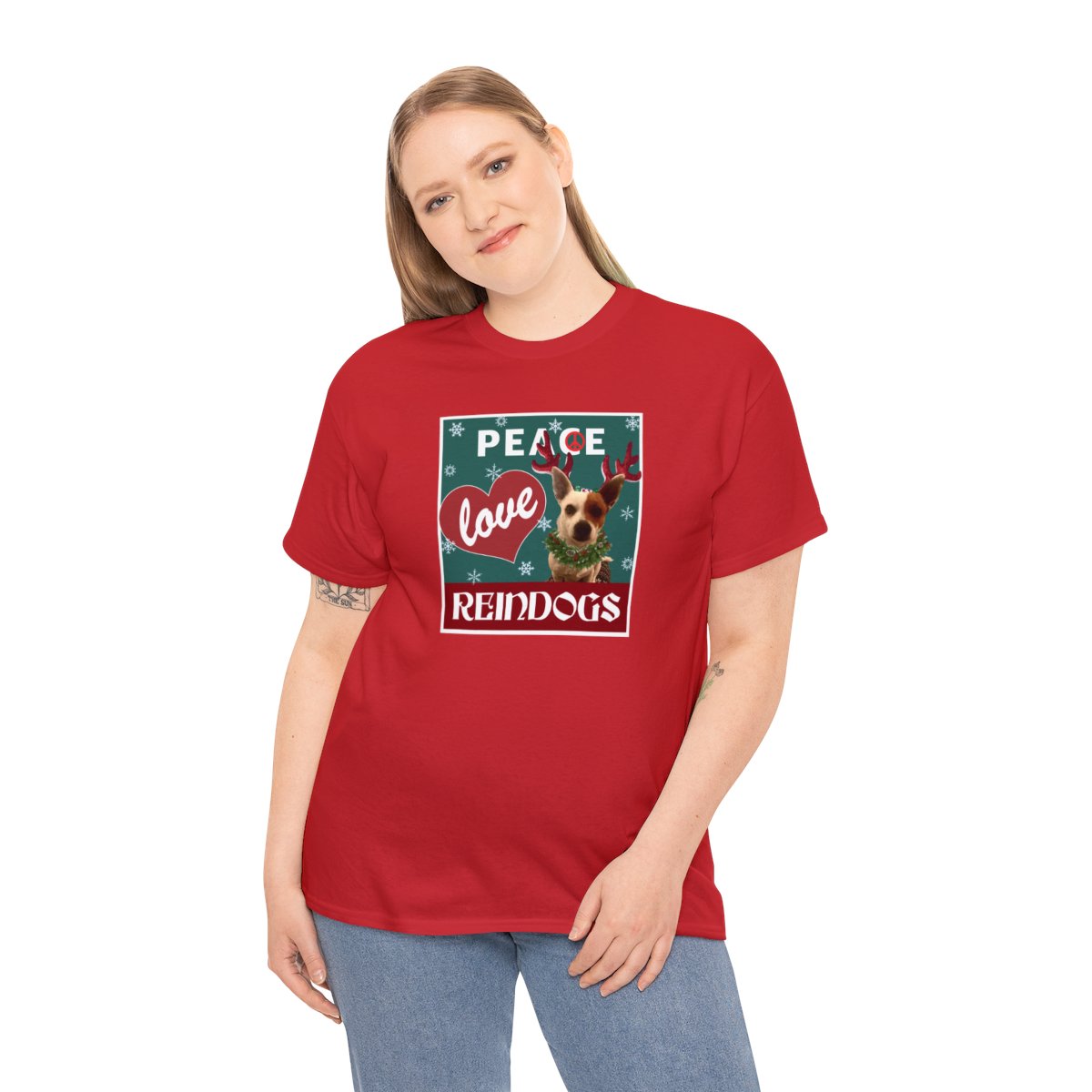 Peace Love Reindogs Jack Russell Terrier Unisex Tee - Image 4