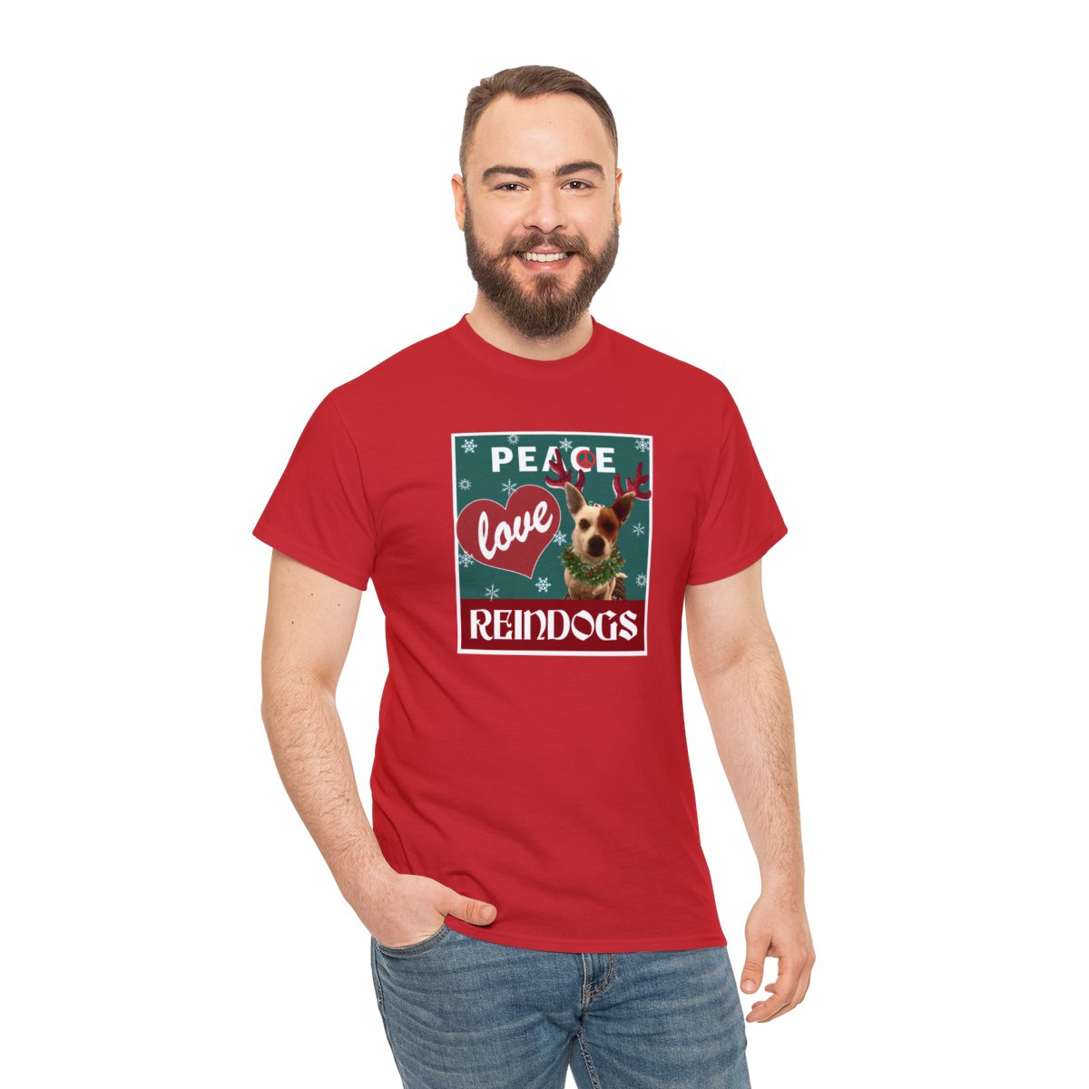 Peace Love Reindogs Jack Russell Terrier Unisex Tee - Image 5
