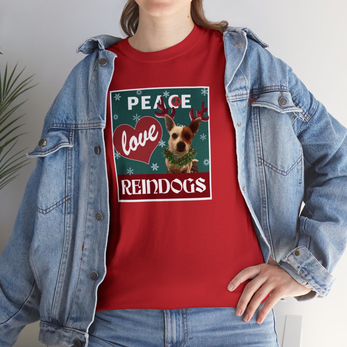 Peace Love Reindogs Jack Russell Terrier Unisex Tee - Image 9