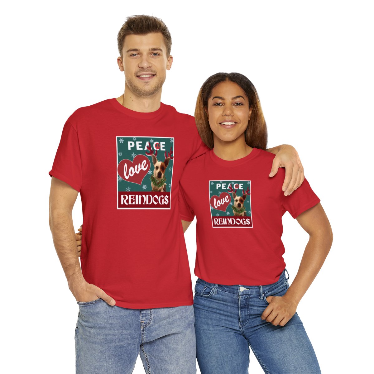 Peace Love Reindogs Jack Russell Terrier Unisex Tee - Image 10