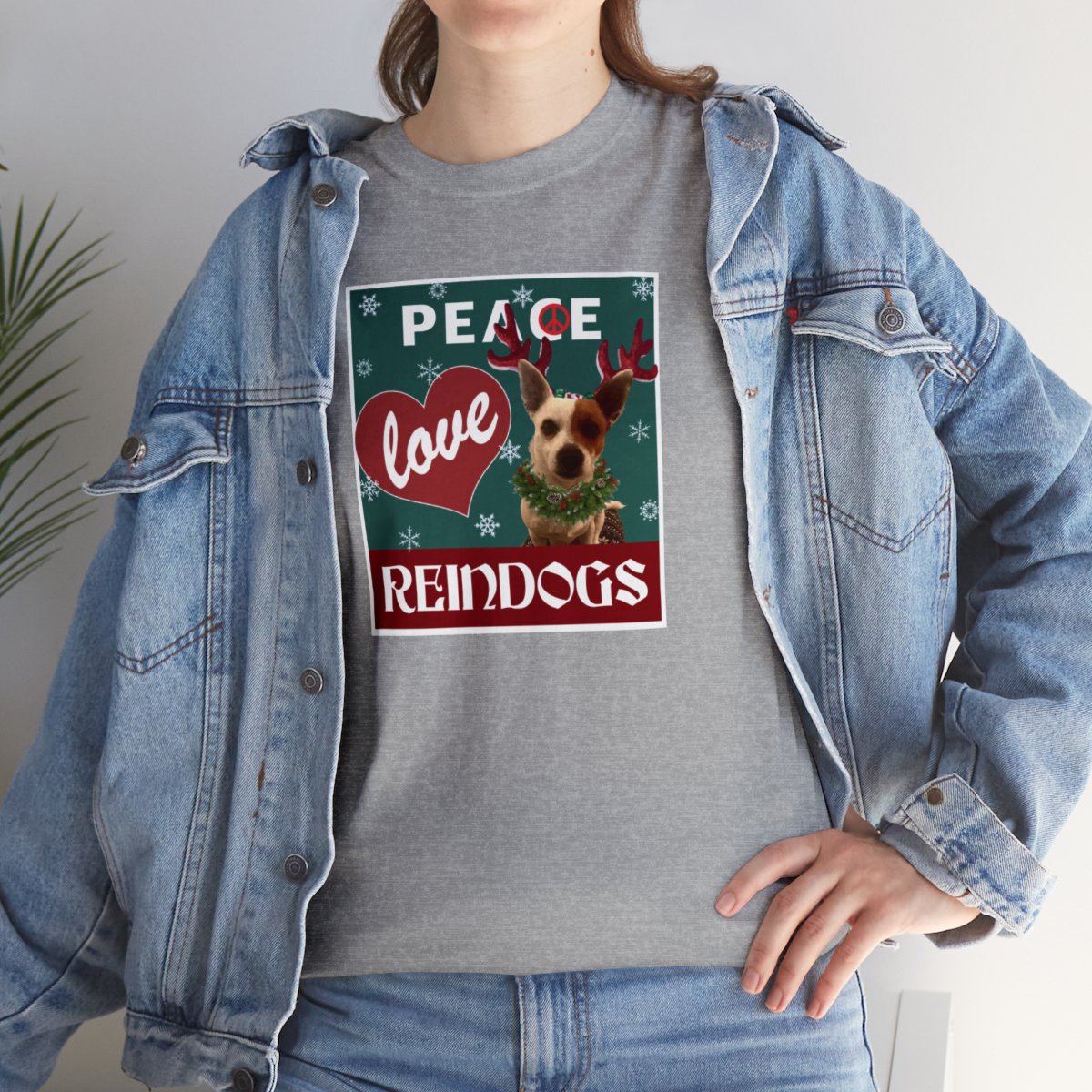 Peace Love Reindogs Jack Russell Terrier Unisex Tee - Image 33