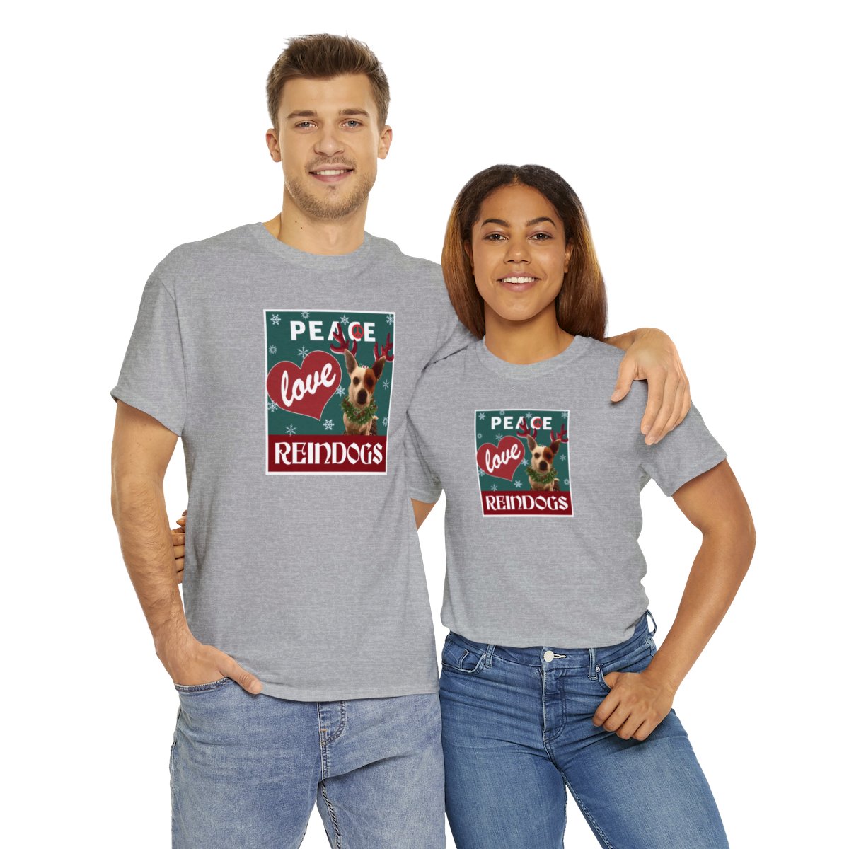 Peace Love Reindogs Jack Russell Terrier Unisex Tee - Image 34