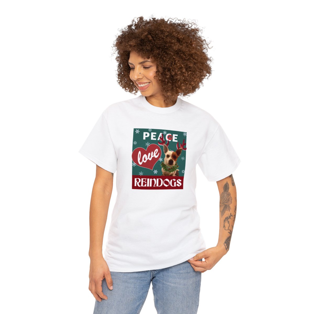 Peace Love Reindogs Jack Russell Terrier Unisex Tee - Image 15