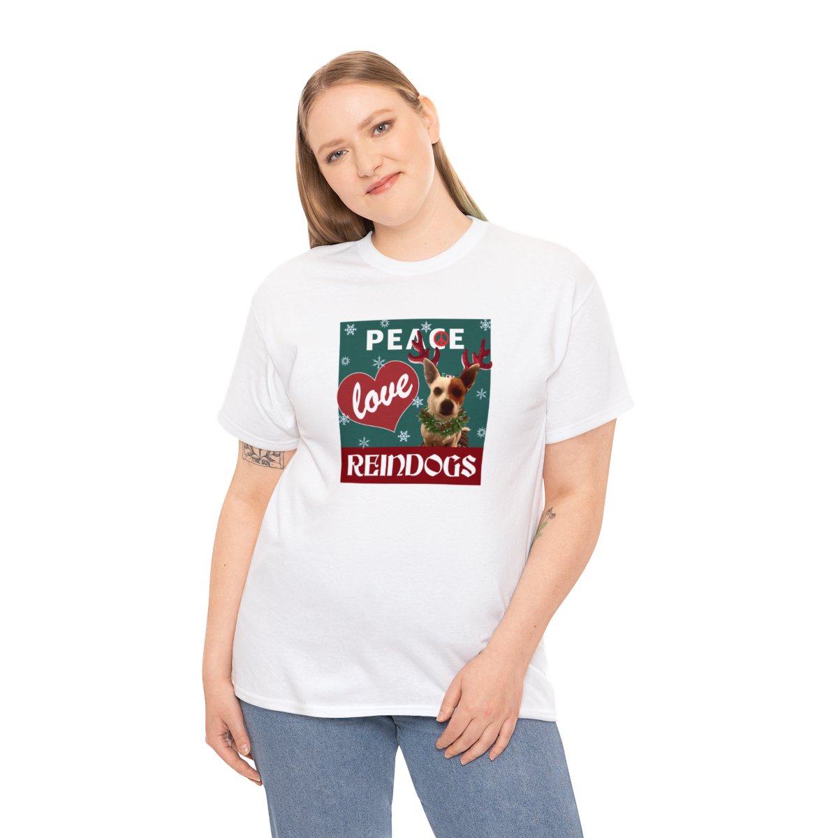 Peace Love Reindogs Jack Russell Terrier Unisex Tee - Image 16