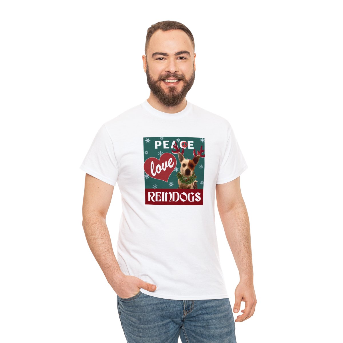 Peace Love Reindogs Jack Russell Terrier Unisex Tee - Image 17