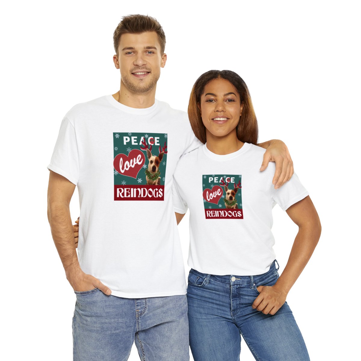 Peace Love Reindogs Jack Russell Terrier Unisex Tee - Image 22