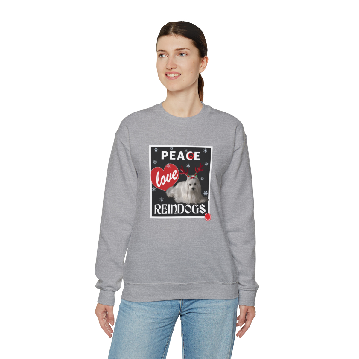 Peace Love Reindogs Maltese Unisex Sweatshirt - Image 20