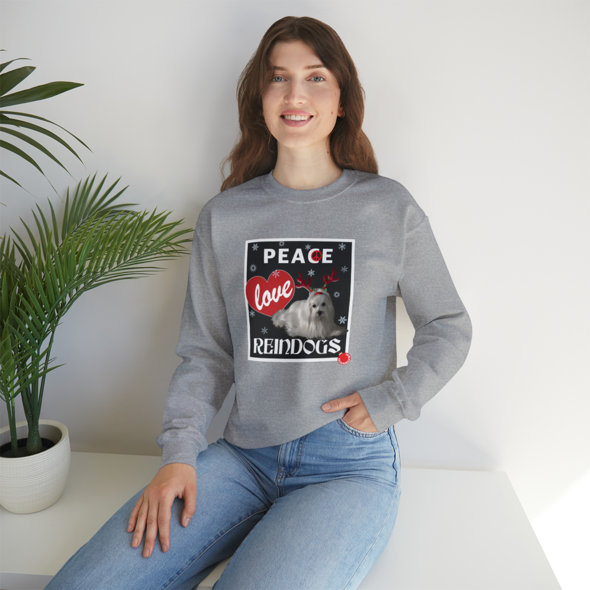Peace Love Reindogs Maltese Unisex Sweatshirt - Image 21