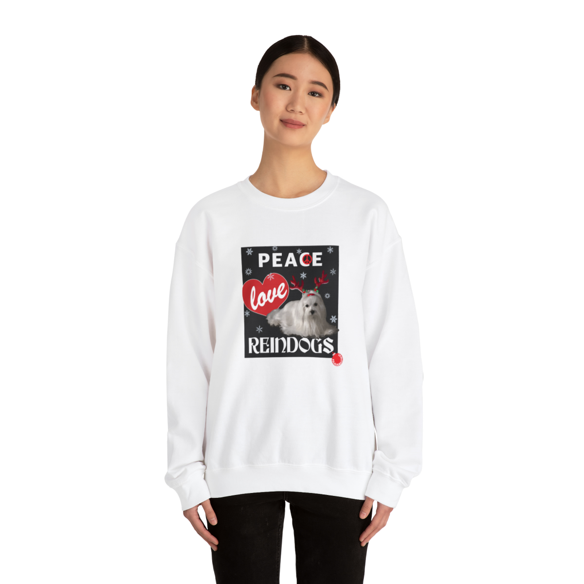 Peace Love Reindogs Maltese Unisex Sweatshirt - Image 10