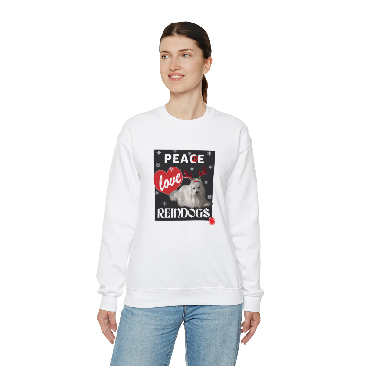 Peace Love Reindogs Maltese Unisex Sweatshirt - Image 13